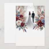 Invitation Élégant Mariage floral blanc de mariée et de chamb (Devant / Derrière)