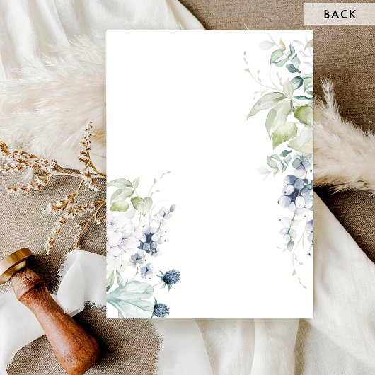 Invitation Élégant Mariage Floral Blanc et Bleu