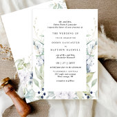 Invitation Élégant Mariage Floral Blanc et Bleu