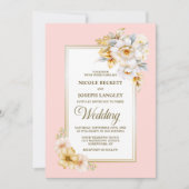 Invitation Élégant Mariage floral blanc rose (Devant)