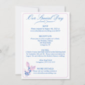 Invitation Élégant Mariage floral blanc, rose et bleu (Dos)