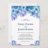 Invitation Élégant Mariage Floral Bleu (Devant)