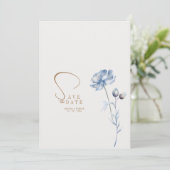 Invitation Élégant Mariage Floral Bleu (Debout devant)
