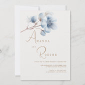 Invitation Élégant Mariage Floral Bleu (Dos)