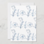 Invitation Élégant Mariage floral bleu (Dos)