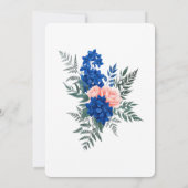 Invitation Élégant Mariage floral bleu Cobalt (Dos)