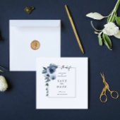 Invitation Elégant Mariage Floral Bleu Dusty Enregistrer La D