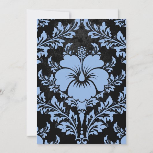 Invitation Elégant mariage floral bleu enregistrer la date (Dos)