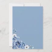 Invitation Elégant mariage floral bleu Enregistrer la date (Dos)