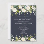 Invitation Elégant Mariage floral bleu et blanc (Devant)