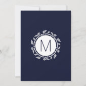 Invitation Elégant mariage floral bleu et blanc de la marine (Dos)