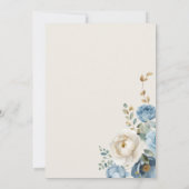 Invitation Elégant Mariage floral bleu et crème (Dos)