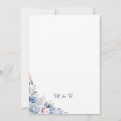 Invitation Elégant Mariage floral bleu moderne (Dos)