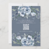 Invitation Élégant Mariage Floral bleu moderne | Code Qr Rsvp (Dos)