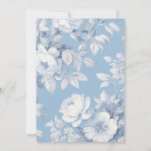 Invitation Élégant Mariage Floral bleu toile française (Dos)