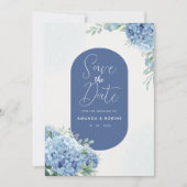Invitation Élégant Mariage floral Blue Hydrangea (Devant)