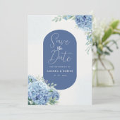Invitation Élégant Mariage floral Blue Hydrangea (Debout devant)