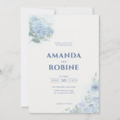 Invitation Élégant Mariage floral Blue Hydrangea (Dos)