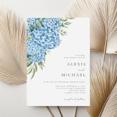 Invitation Élégant Mariage floral Blue Hydrangea