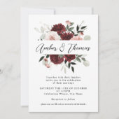 Invitation Élégant Mariage floral Blush Burgundy & Blush (Devant)