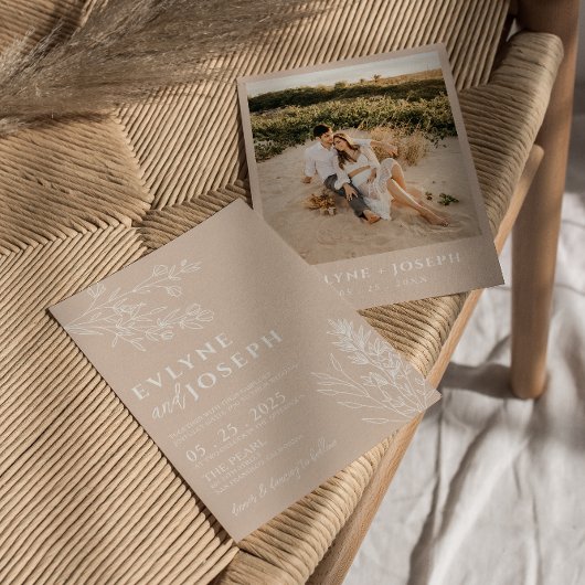 Invitation Élégant Mariage floral Blush Herbal Boho