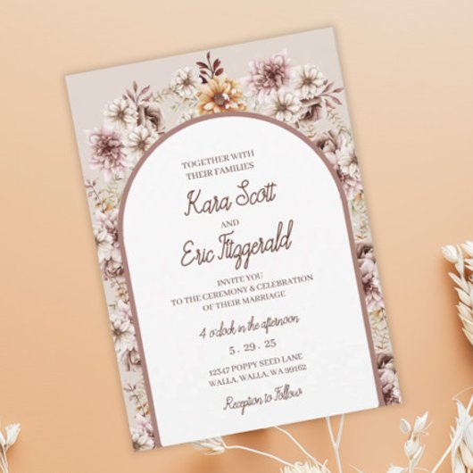 Invitation Elégant Mariage floral Bohème