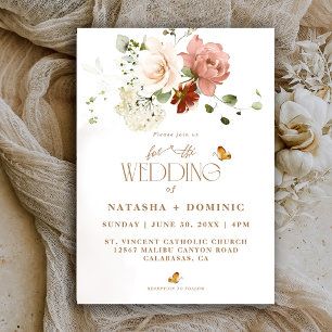 Invitation Élégant mariage floral bohème aquarelle de fleurs