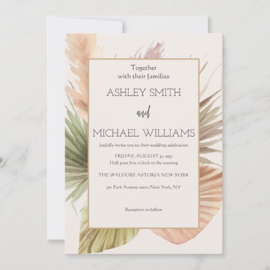Invitation Élégant Mariage floral Boho (Devant)