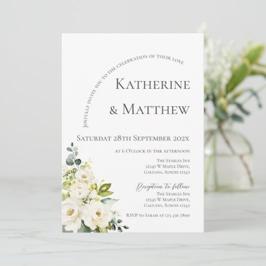 Invitation Élégant Mariage floral Boho (Debout devant)