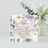 Invitation Elégant Mariage floral botanique aquarelle (Debout devant)