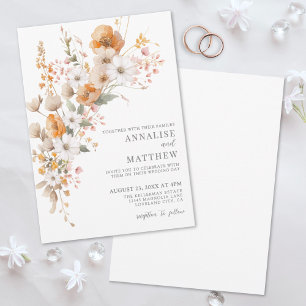 Invitation Élégant Mariage Floral Botanique Fleurs Sauvages A