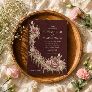 Invitation Élégant Mariage Floral Botanique Romantique