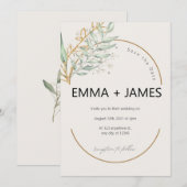 Invitation Élégant mariage floral botanique Vert (Devant / Derrière)