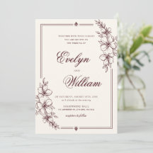 Élégant Mariage Floral Bourguignon Calligraphie Mo