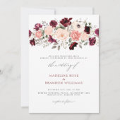 Invitation Élégant Mariage floral Burgundy Blush (Devant)