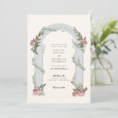 Invitation Élégant Mariage Floral Colonne Jardin Mariage (Debout devant)