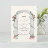 Invitation Elégant Mariage Floral Colonne Jardin Mariage Menu (Debout devant)