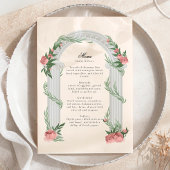 Invitation Elégant Mariage Floral Colonne Jardin Mariage Menu