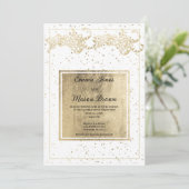 Invitation Élégant Mariage floral confetti blanc et or (Debout devant)