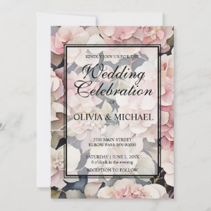 Invitation Elégant Mariage floral couleur rose roux
