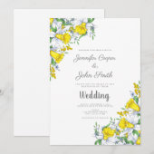 Invitation Elégant Mariage floral Daffodil aquarelle (Devant / Derrière)
