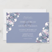 Invitation Élégant Mariage floral d'argent bleu Dusty (Dos)