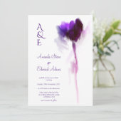 Invitation Élégant Mariage floral d'aubergine violette Tulip (Debout devant)