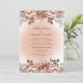 Invitation Élégant Mariage Floral d'automne rose orange brûlé (Debout devant)