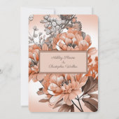 Invitation Élégant Mariage Floral d'automne rose orange brûlé (Dos)