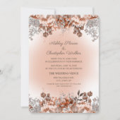 Invitation Élégant Mariage Floral d'automne rose orange brûlé (Devant)