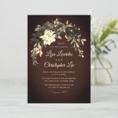 Invitation Élégant Mariage floral de automne romantique foncé (Debout devant)