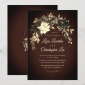 Invitation Élégant Mariage floral de automne romantique foncé (Devant / Derrière)