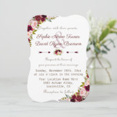 Invitation Élégant Mariage floral de Bourgogne Marsala (Debout devant)