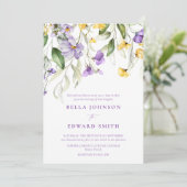 Invitation Élégant Mariage floral de couleur de lavande (Debout devant)